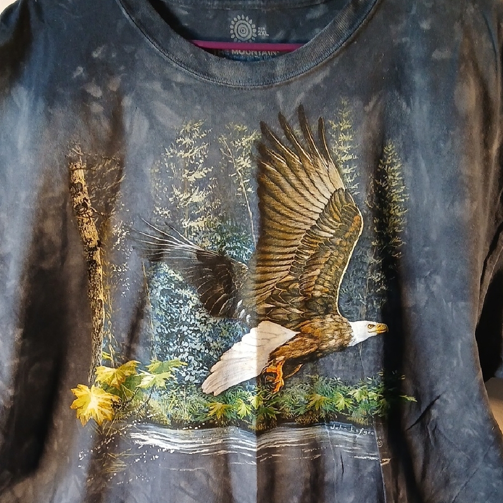 Y2K The Mountain John Lofgreen Eagle Tie Dye Tee Shirt 2XL Blue